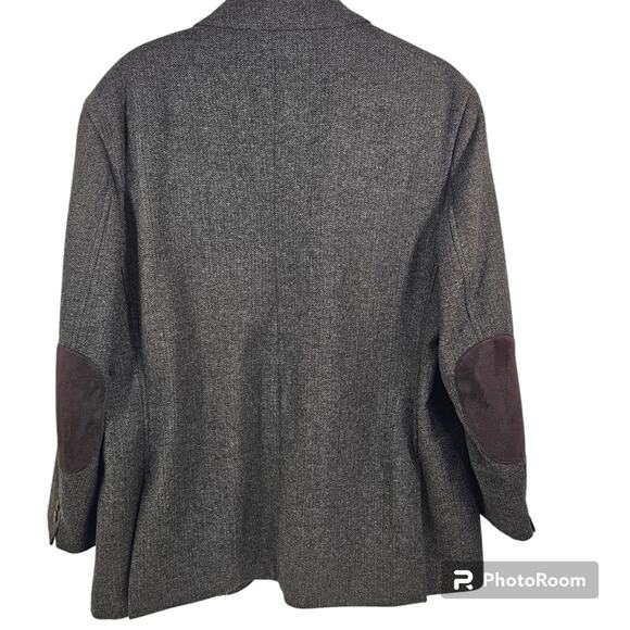 Black Brown 1826 Brown Herringbone Wool Blend Men's Blazer Size XL - Picture 8 of 15